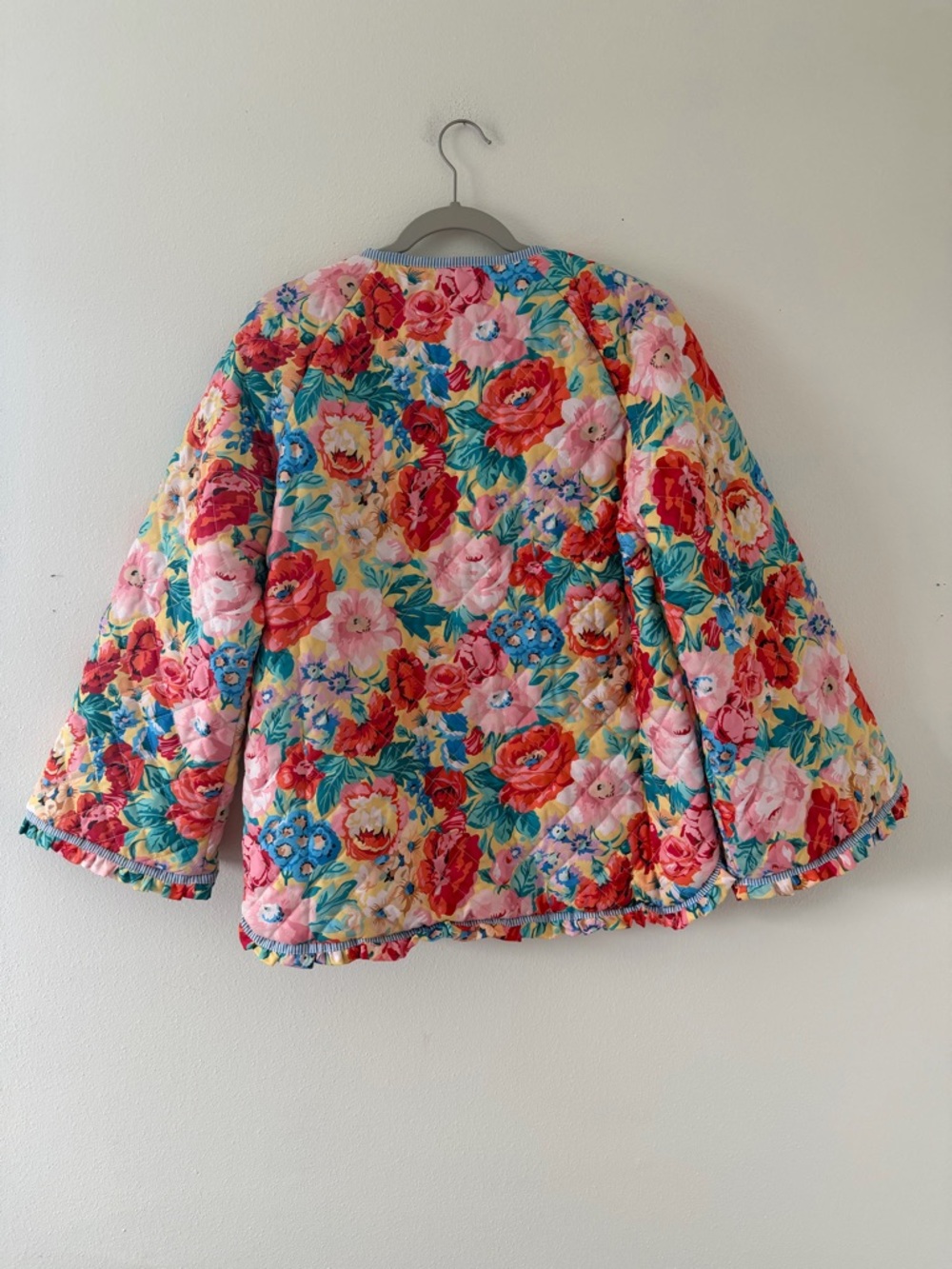 NWT- Boutique Boho Colorful Floral Quilted Jacket size large - Picture 6 of 11
